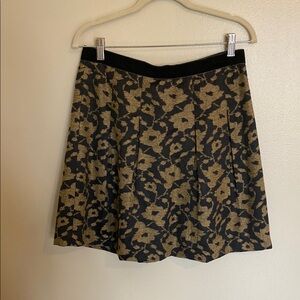 LOFT Gold and Black A-line Mini Skirt Cocktail